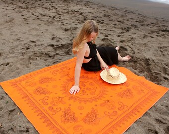 Handgemachte Blockprint Leinen Tischdecke, Traditionelle Handgemachte Leinen Picknick Decke, Handgemachte orientalische Picknick Decke, Strand Decke