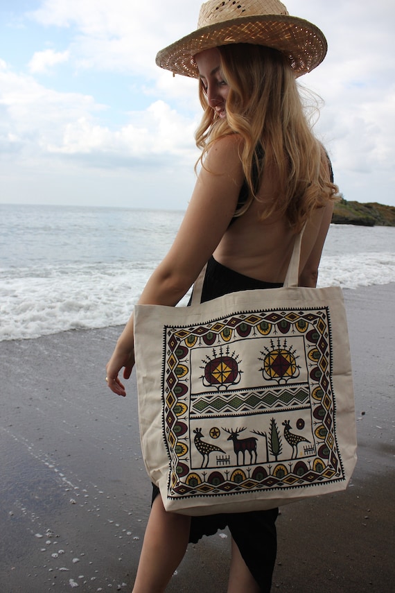 Handmade Block Print Tote Bag Traditional Ethnic Designed Handmade Linen Shoulder Tote Bag Handmade Oriental Tote Bag Etsy Ireland