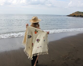 Handgemachte Blockprint Leinen Tischdecke, Traditionelle handgemachte Leinen Couchtischdecke, handgemachte orientalische Picknickdecke, Strandwurf