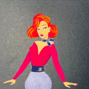 Dipinto originale - Fancy Lady che indossa la gonna a matita