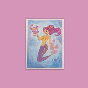 Original Painting - Tiger Mermaid & Fish