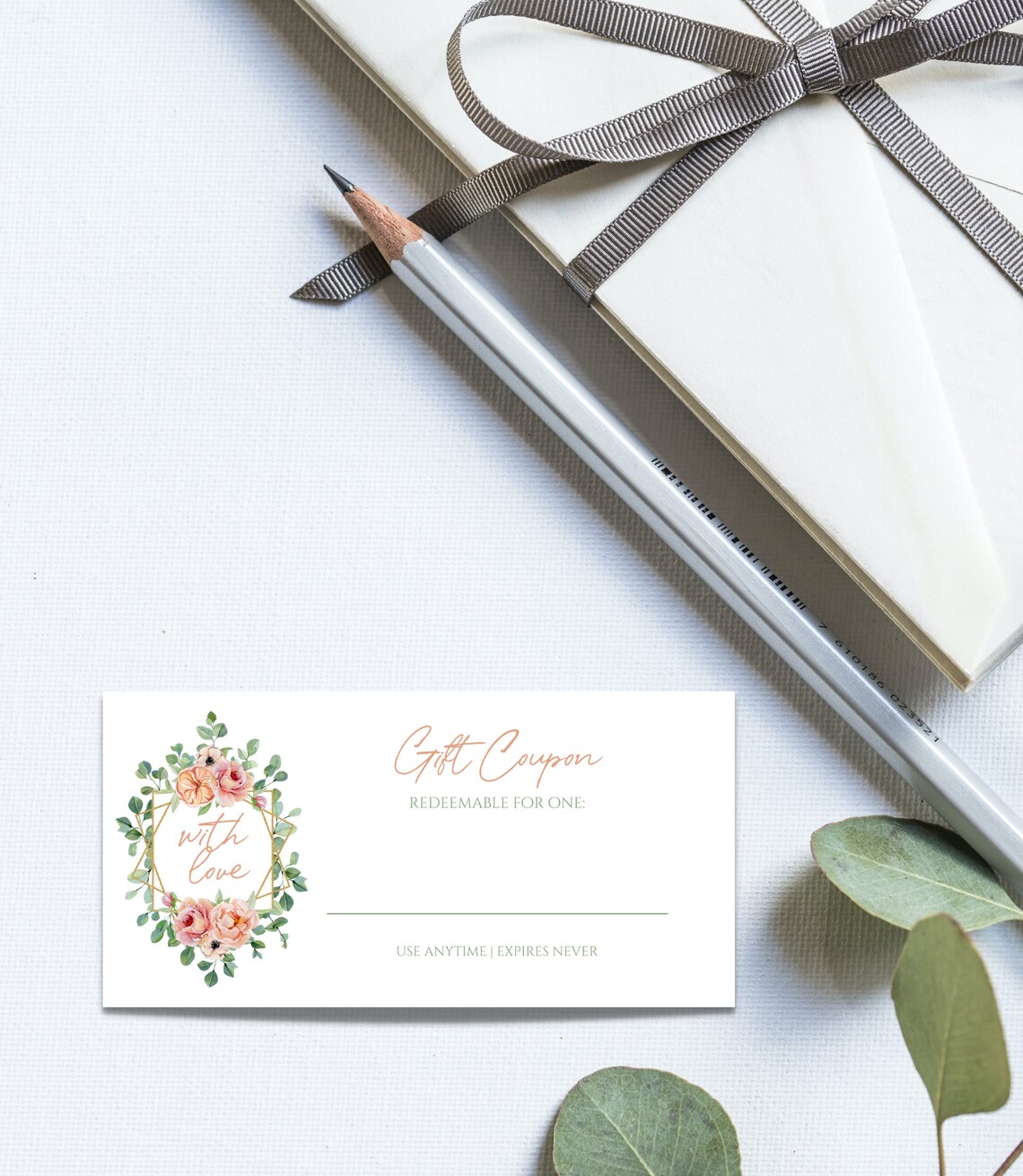 Floral Gift Voucher Printable Gift Coupon Printable Template Etsy