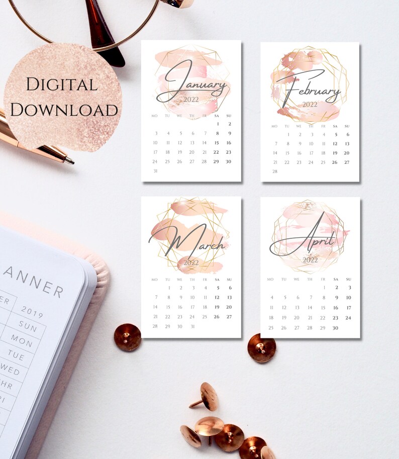 A6 Calendar 2022 Printable With Abstract Design Planner - Etsy