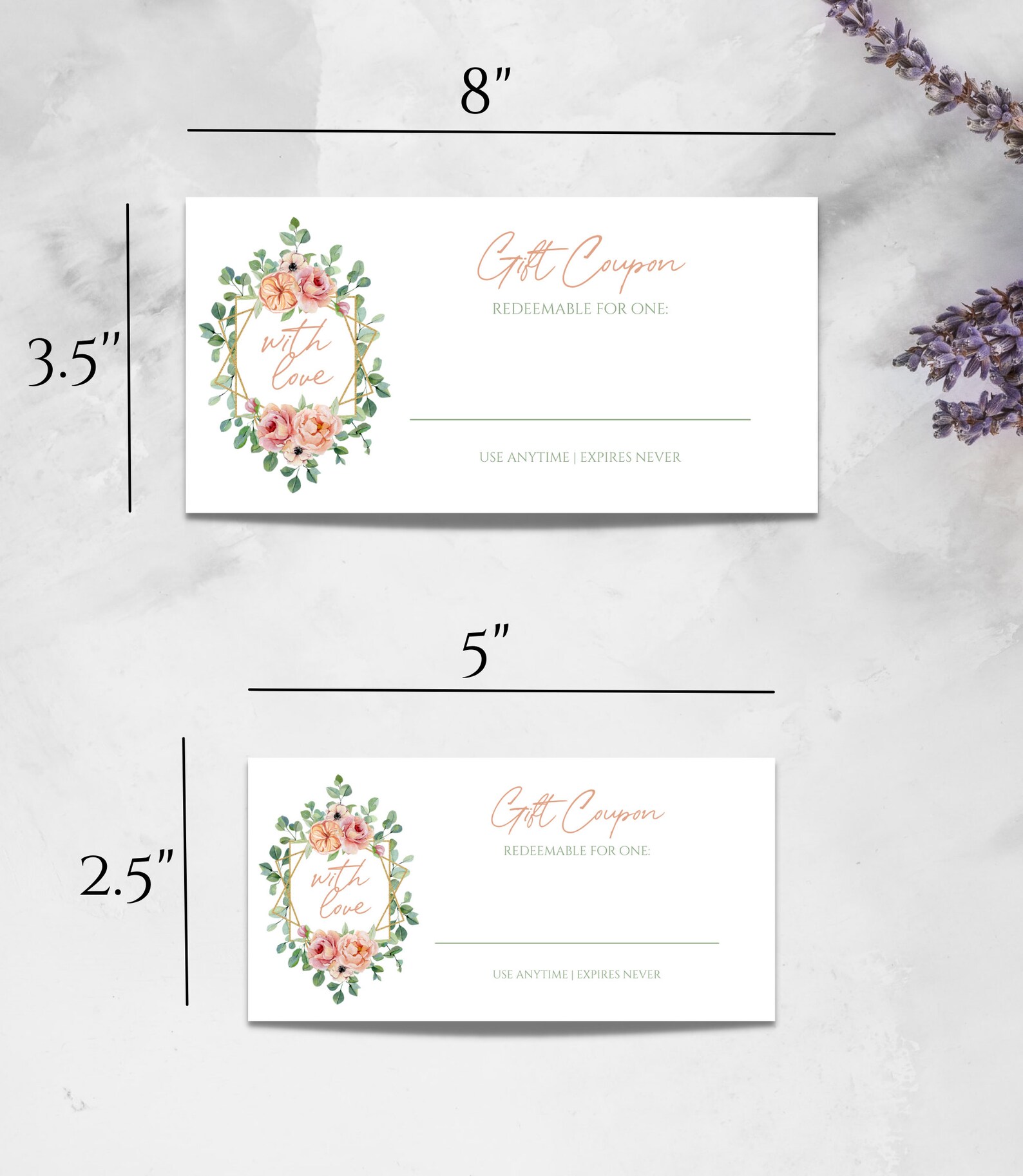 Floral Gift Voucher Printable Gift Coupon Printable Template Etsy