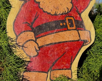 Handmade Vintage Santa Styled  Sign, Retro Christmas Decor (22 inch)
