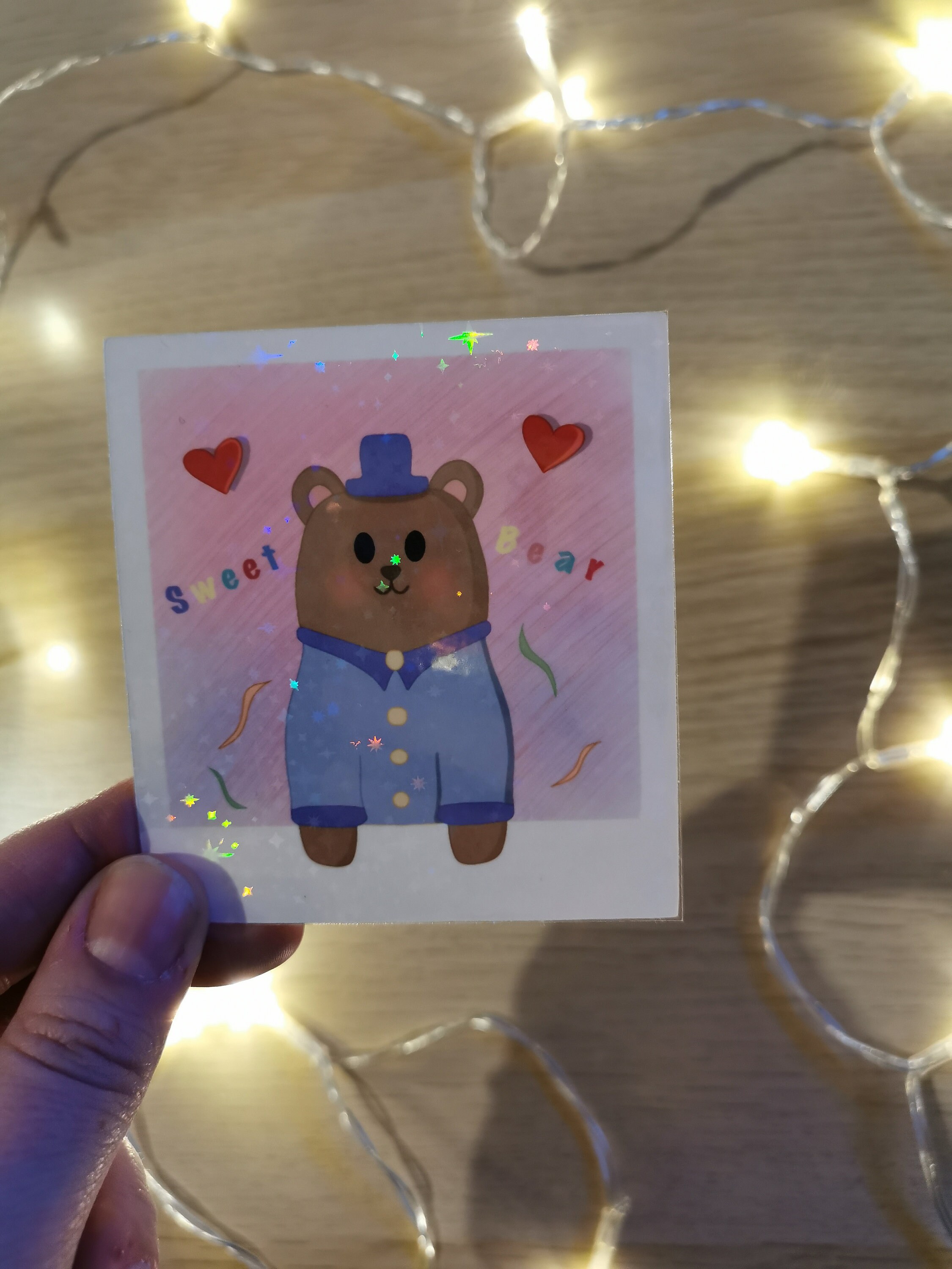 Polaroid Ourson Kawaii Papier Étoilé