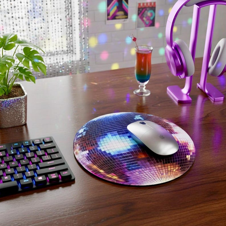 Retro Disco Ball Mouse Pad, Glitter Desk Accessory - Etsy UK