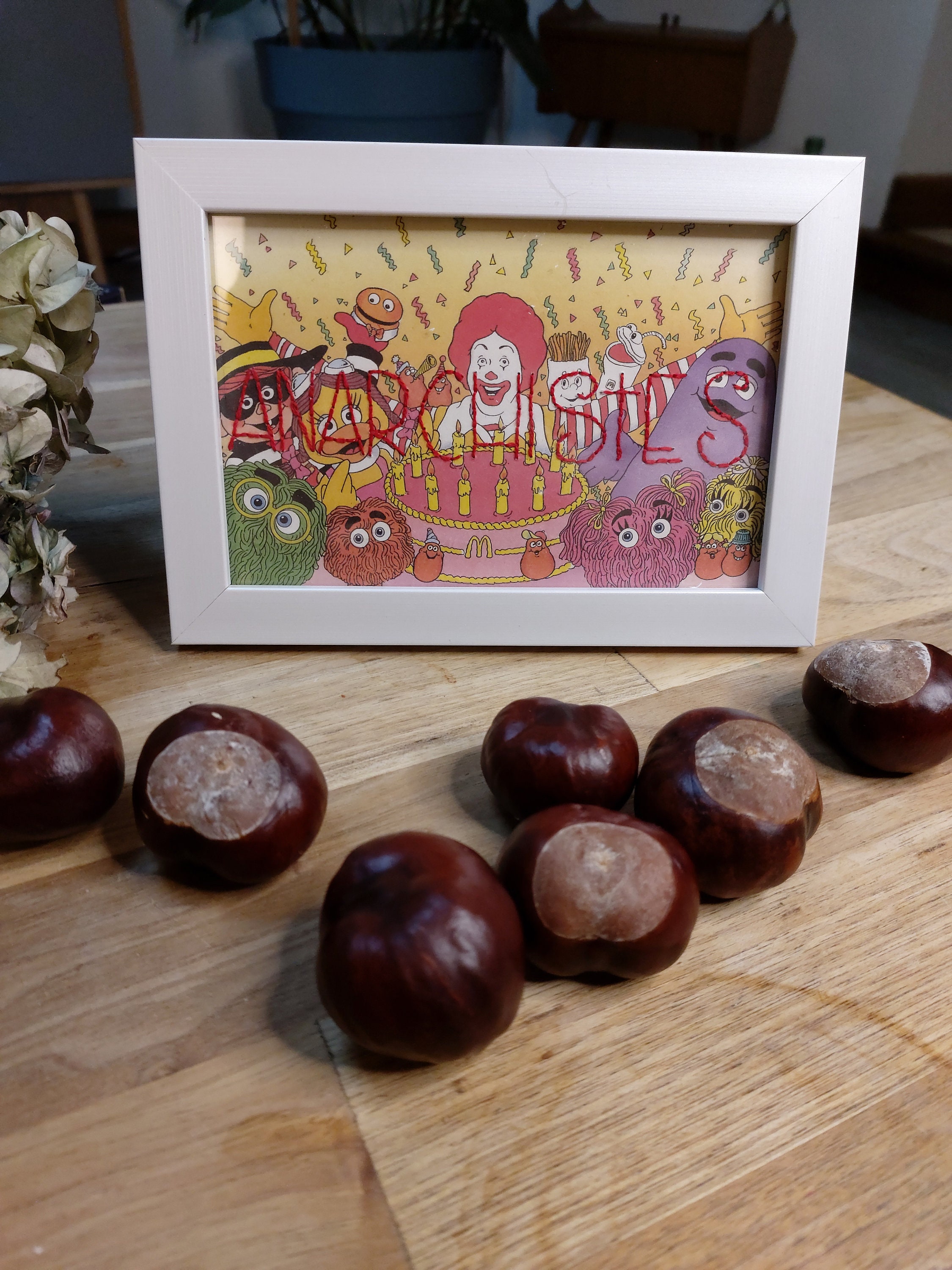 Broderie Carte Brodée Vintage Années 90 Anarchiste