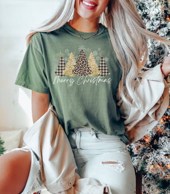 Comfort Colors Leopard Christmas Shirt, Leopard Christmas Tree
