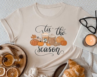 Fall Coffee Shirt, Cute Fall Sweatshirt, Coffee Lover tee Shirt, Halloween Pumpkin Latte Drink Cup, Pumpkin Spice Shirt, Thanksgiving Shirt