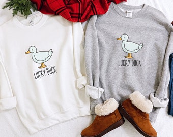 Lucky Duck Sweatshirt, Duck Crewneck Sweatshirt, Lucky Duck Shirt, Funny Sweatshirt, Funny Shirt