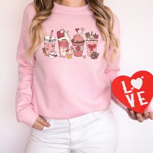 Valentine Coffee Heart Sweatshirt, Womens Cute Valentine Shirt, Cozy Love Sweatshirt, Women Valentine Sweater, Funny Valentine Gift for Her
