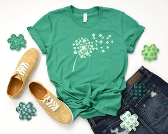 Dandelion St.Patricks Day Shirt, Four Leaf Clover Shirt, Irish Day Shirt, Shamrock Créboles Flying, Ireland Green Shirt, Irish Clover Shirt