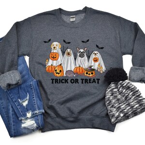 Halloween Sweatshirt, Halloween Sweater, 2023, Retro Spooky Season, Ghost Sweatshirt, Halloween Dog Sweatshirt, Ghost Dog Shirt