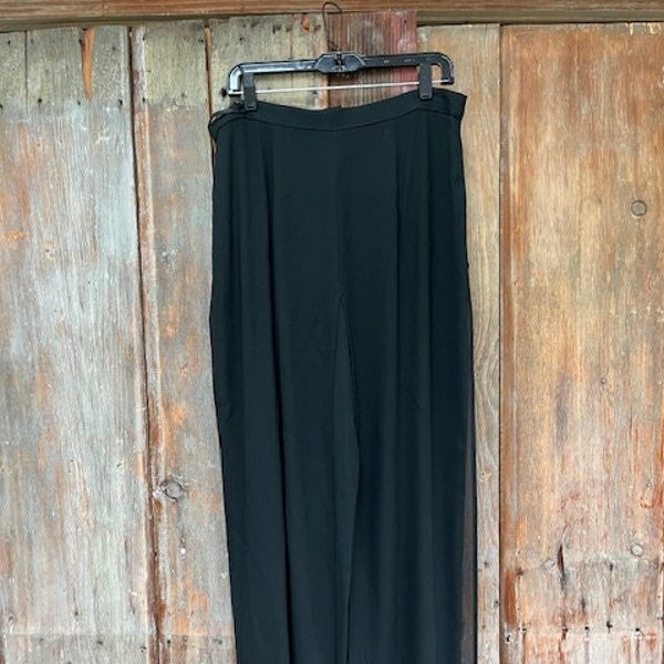 TADASHI Black Evening Pant with Flowy Sheer Overlay Size 16 Palazzo Pants