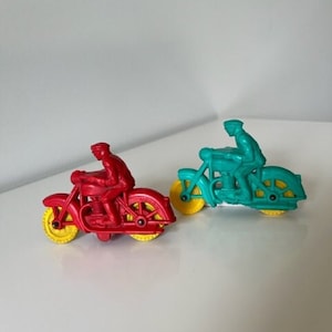 1950s Auburn Rubber Toy Police Motorcycle Set of 2
