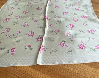 Mid Century Silk Scarf  Celery Green floral