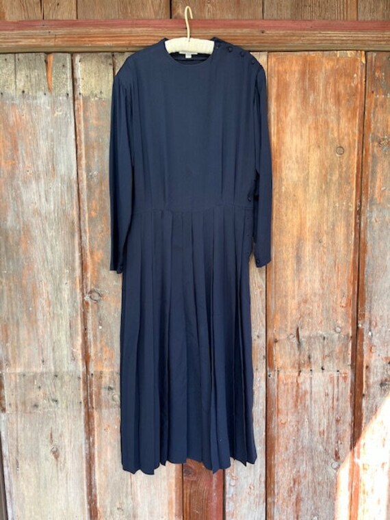 CALVIN KLEIN Womens Navy Textured Keyhole Back Tiered Lined 3/4 Sleeve Round Neck Short Shift Dress