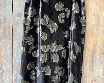 VINCE Velvet Black Leafy Slip Skirt