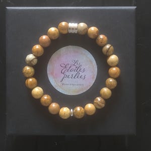 Bracelet homme - bracelet pierre naturelle - jaspe paysage- bracelet perle jaspe paysage - cadeau