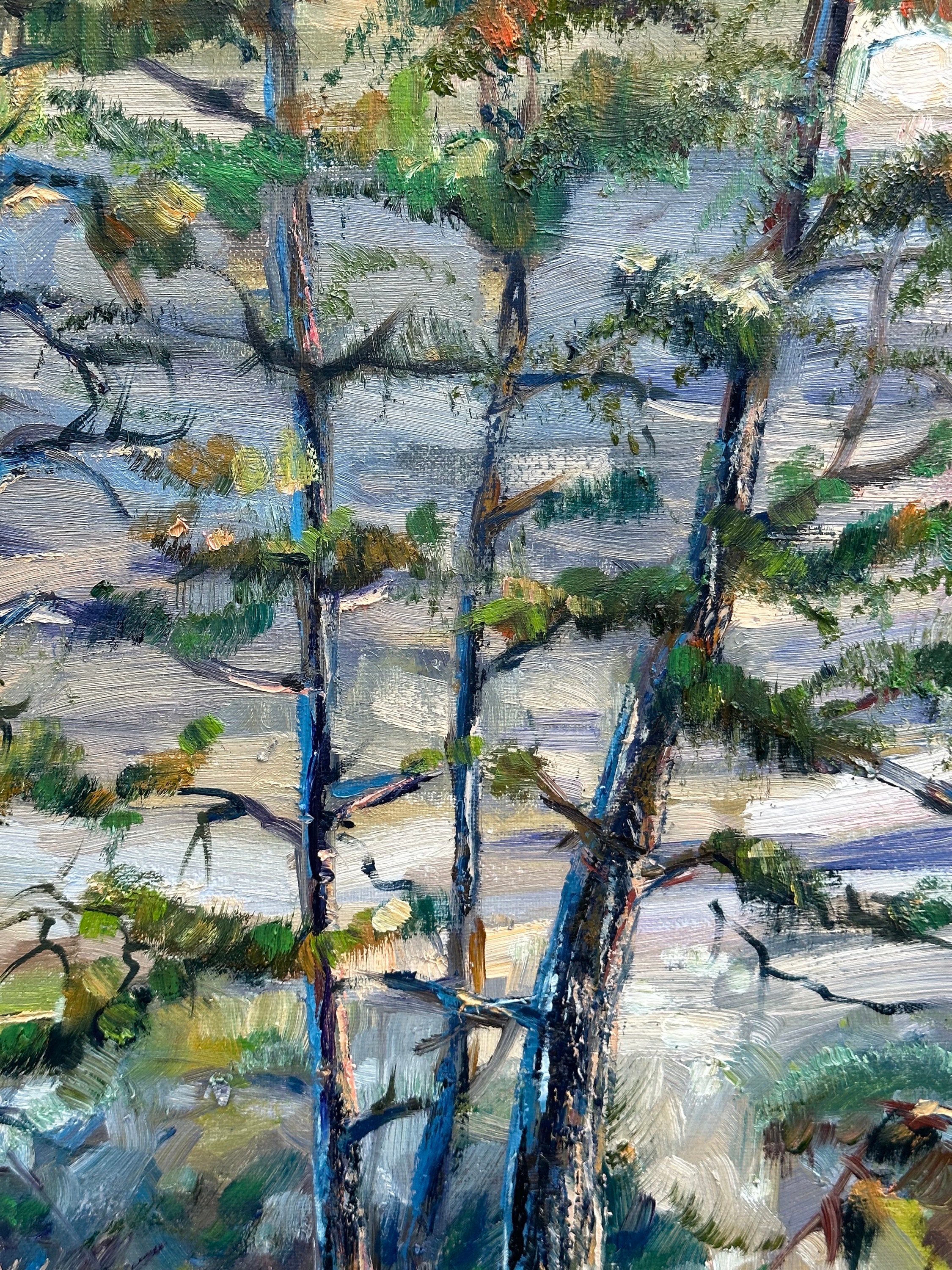 Original Oil Painting Forest Woods Landscape of Trees and a Path in ...