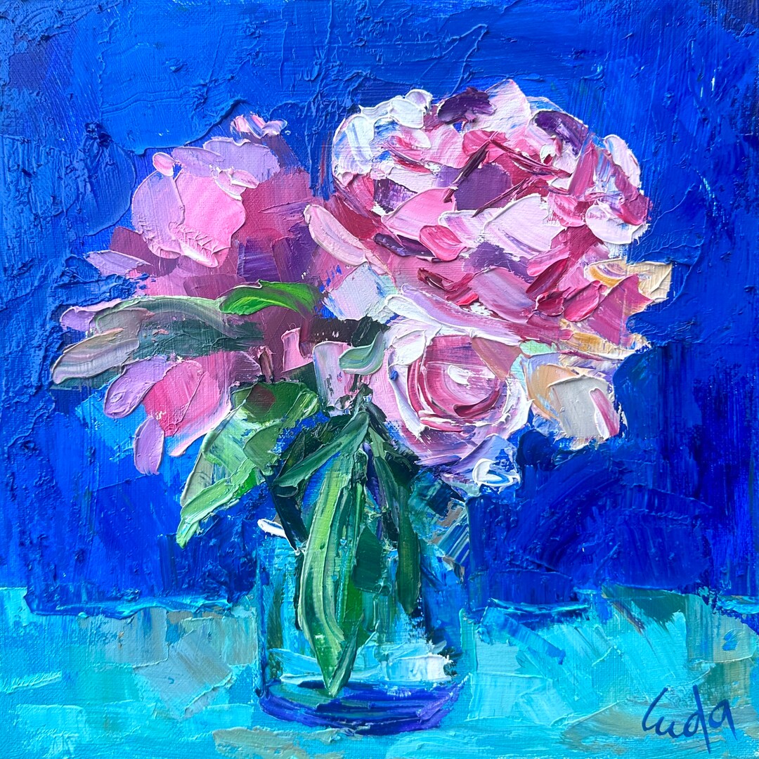 Still Life of Floral Pink Roses Peony Peonies Flowers Bouquet in a ...