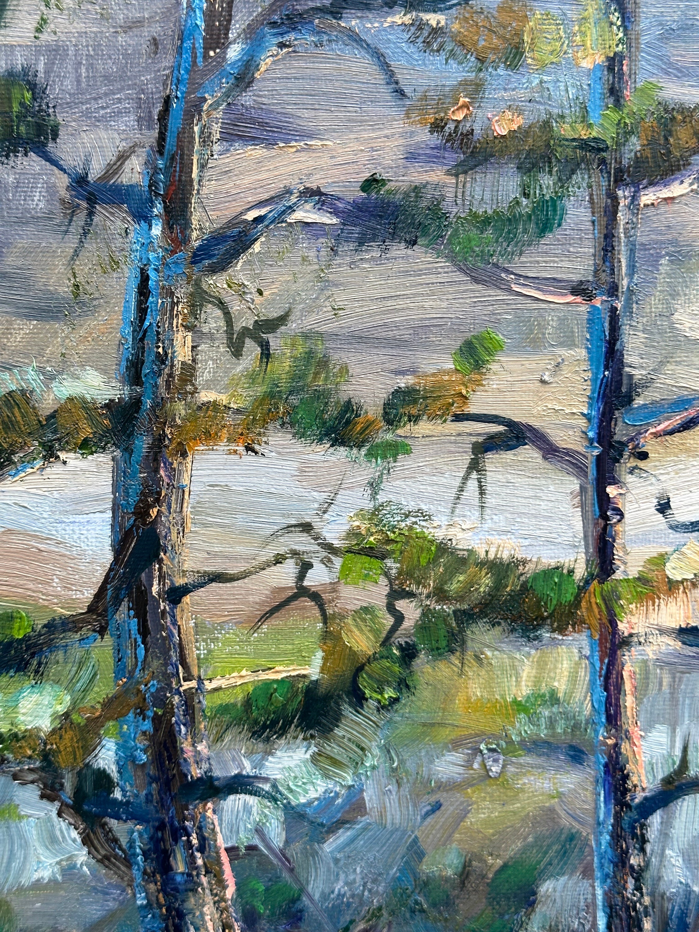 Original Oil Painting Forest Woods Landscape of Trees and a Path in ...