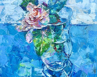 売却済み 花瓶のバラ：額装済み花柄油絵静物画、50 x 70 cm - Etsy 日本