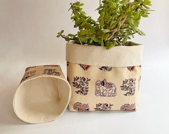 Boho Fabric Basket Indoor Fabric Planter Plant Pot Holder Storage Basket Washable Home Décor Plant Basket Fabric Bin