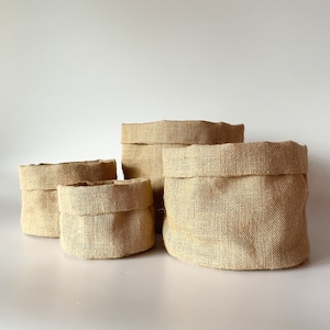 Handgefertigter umweltfreundlicher Jute-Blumentopf Stoffkorb Rustikaler Home Organizer Natürliche Aufbewahrungslösung