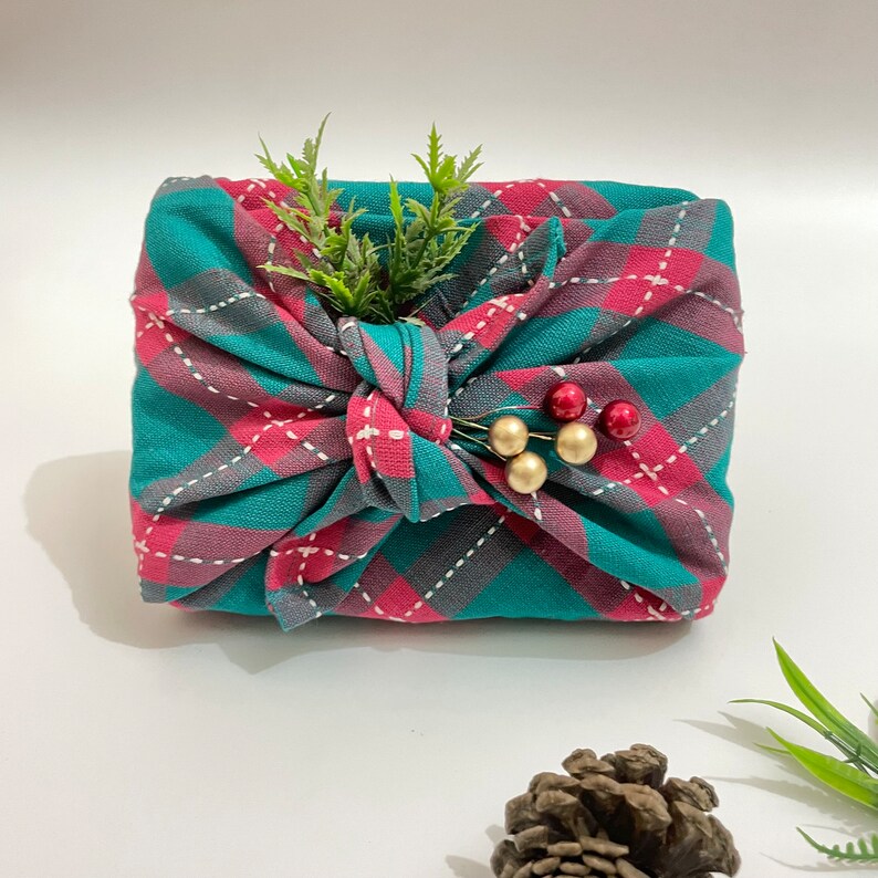 Valentines Gift Wrapping Eco-Friendly Reusable Gift Wrapping Furoshiki Wrapping Cloth Handcrafted from 100% Cotton my self-sewn Furoshiki image 6