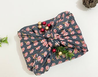 Valentines Geschenkverpackung Umweltfreundliche wiederverwendbare Geschenkverpackung Furoshiki Wrapping Cloth Handgefertigt aus 100% Baumwolle mein selbstgenähtes Furoshiki