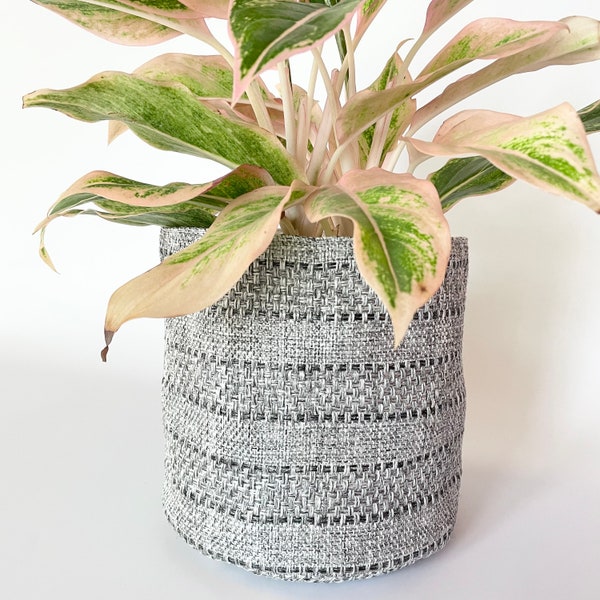 Handmade Grey Fabric Storage Basket  Contemporary Home Organizer  Stylish Storage Solution
