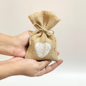 Hessian Style Intimate Jute Burlap Style Gift Bags Pouches for Weddings, Parties, and Events Gifting Supply