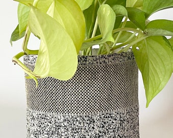 Eco friendly hessian Textured Boho Fabric Basket Indoor Fabric Storage Basket Washable Home Décor Plant Basket Fabric Bin