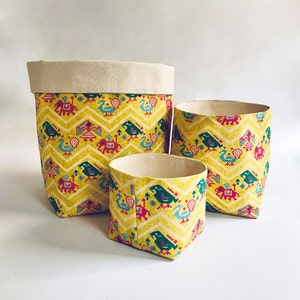 Boho Fabric Basket Indoor Fabric Planter Plant Pot Holder Storage Basket Washable Home Décor Plant Basket Fabric Bin