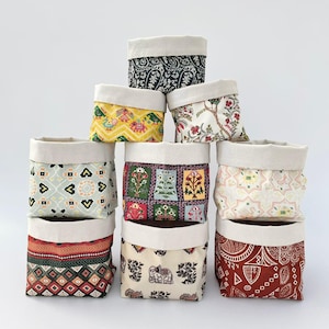 Boho Fabric Basket Indoor Fabric Planter Plant Pot Holder Storage Basket Washable Home Décor Plant Basket Fabric Bin