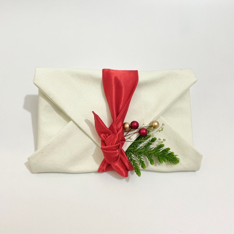 Valentines Gift Wrapping Eco-Friendly Reusable Gift Wrapping Furoshiki Wrapping Cloth Handcrafted from 100% Cotton Canvas With Satin Ribbon image 5