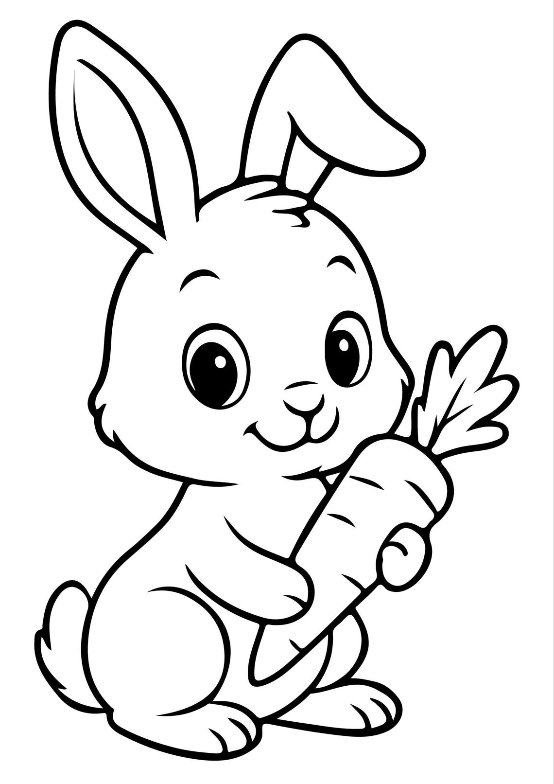 Bunny Coloring Pages For Kids 12 Printable Black And White Cute 