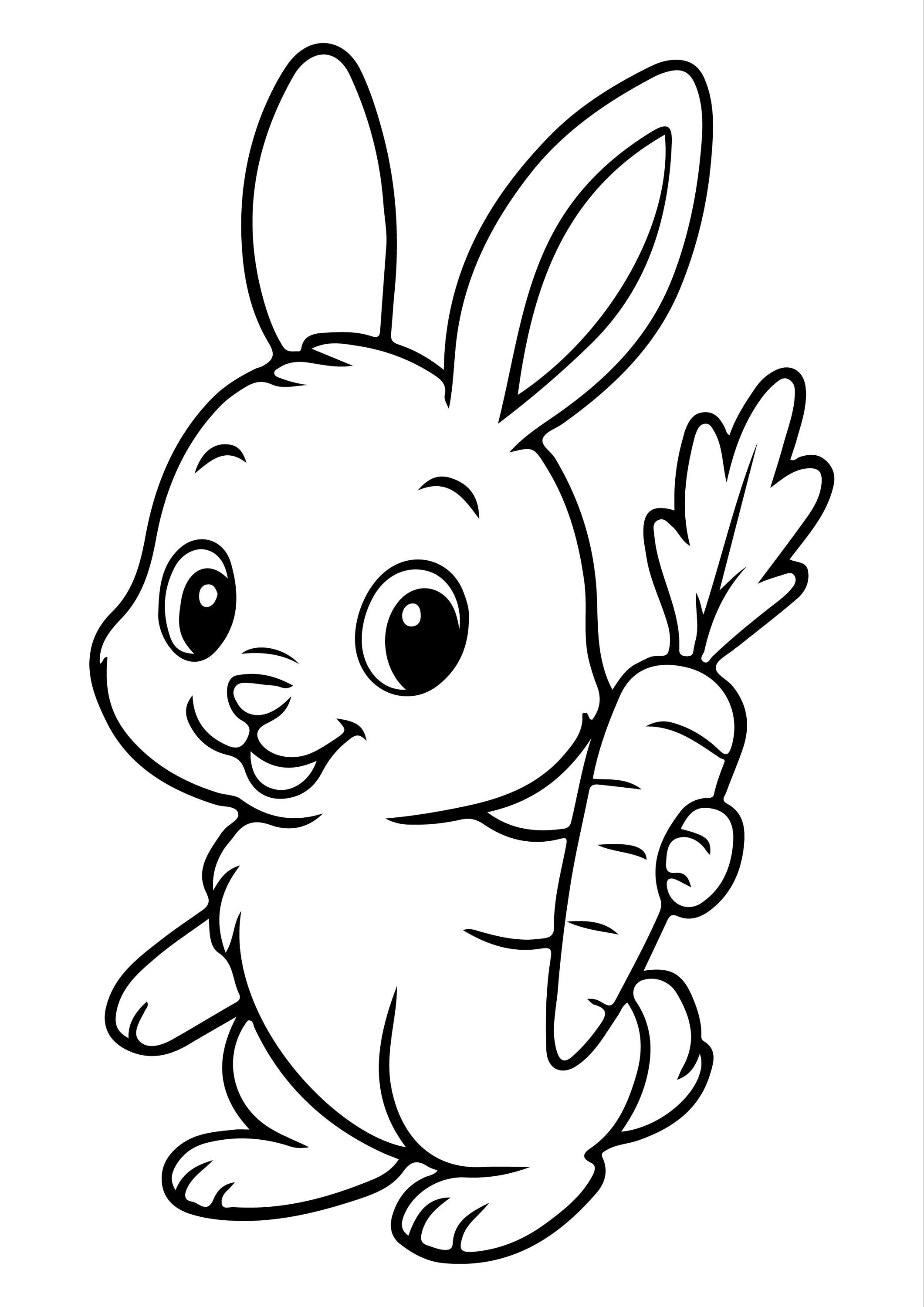 Bunny Coloring Pages for Kids – 12 Printable Black and White – Cute ...