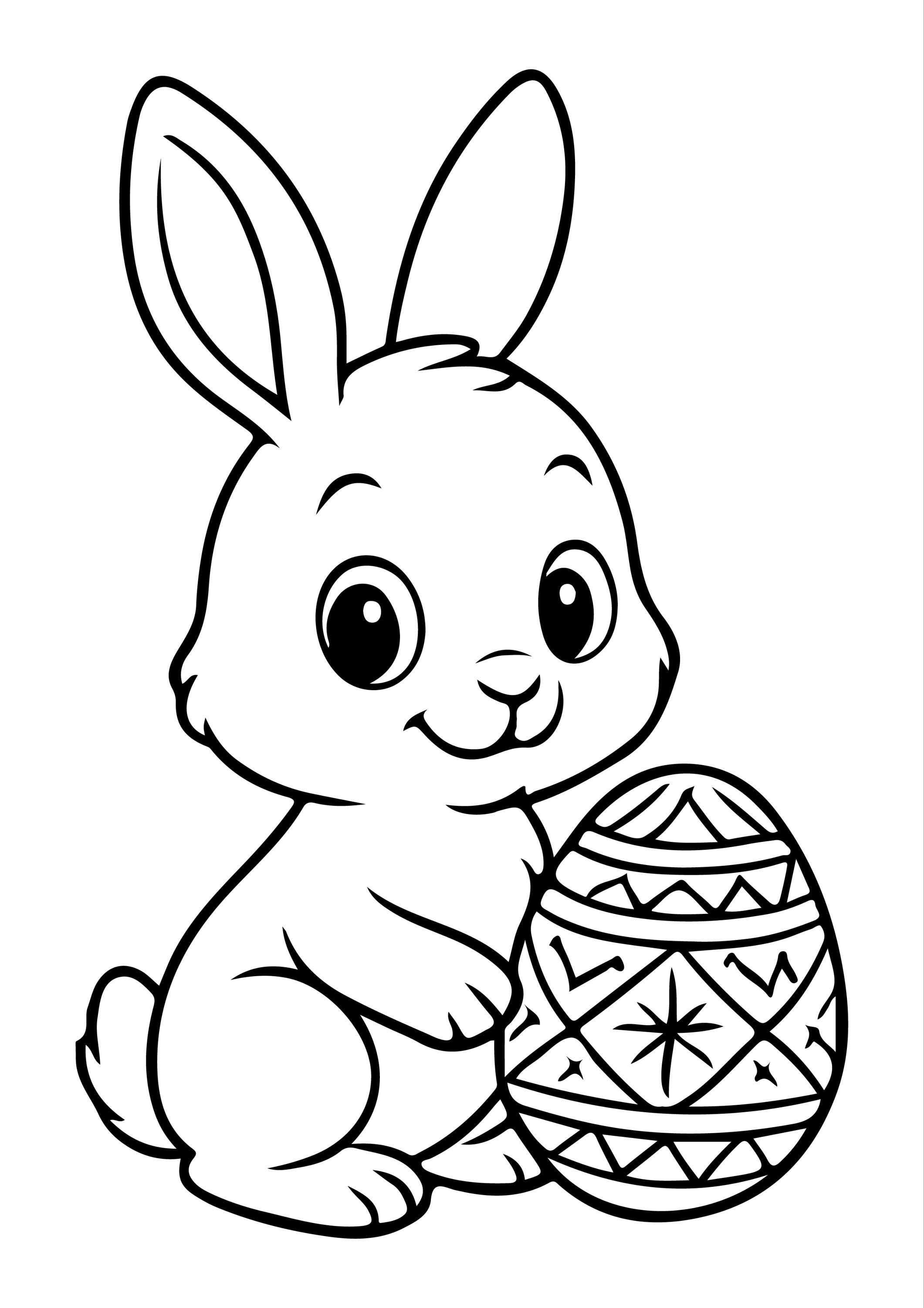 Bunny Coloring Pages for Kids – 12 Printable Black and White – Cute ...