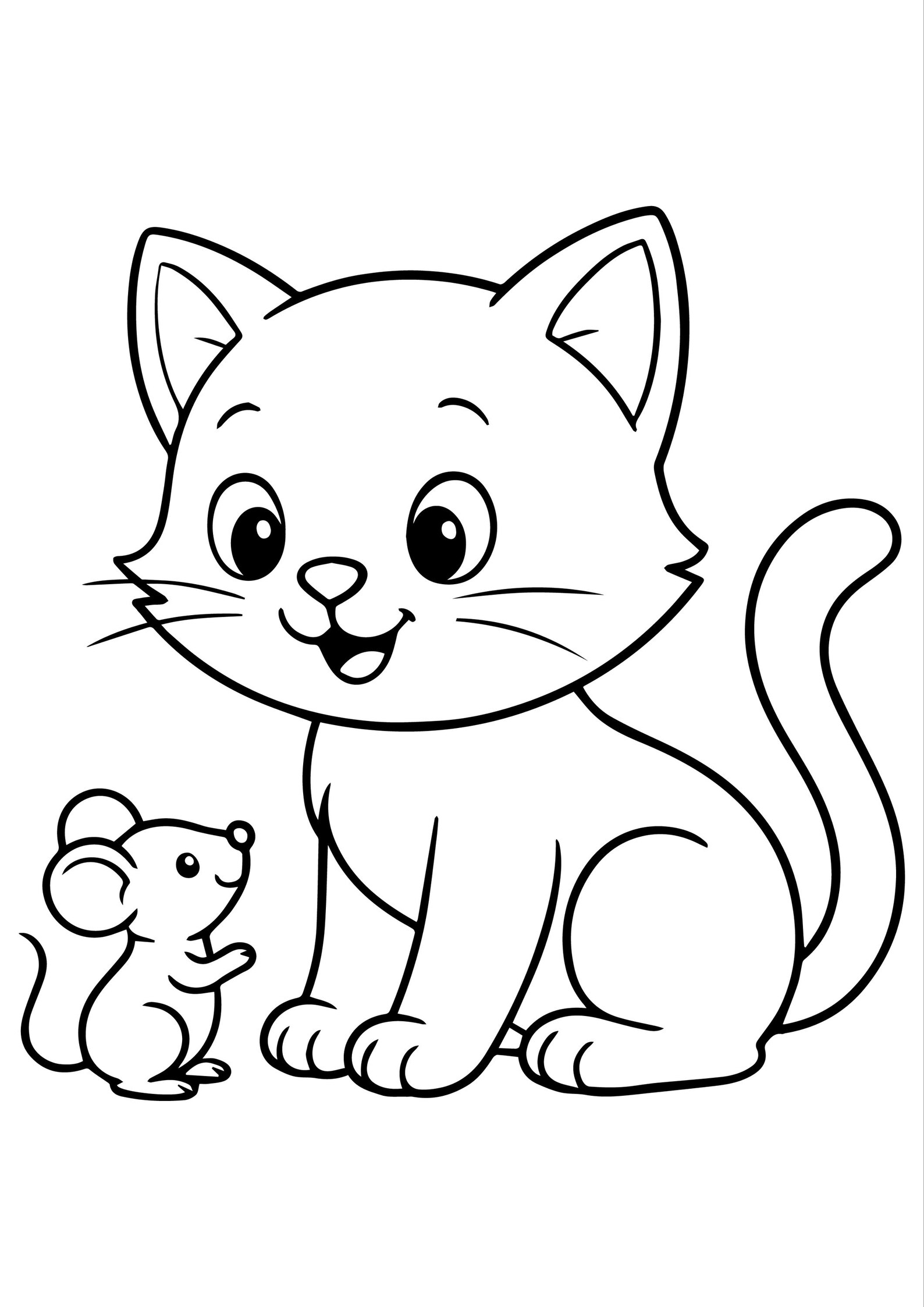 Cat and Mouse Coloring Pages: Kids Printable Activity (PDF Download) - Etsy