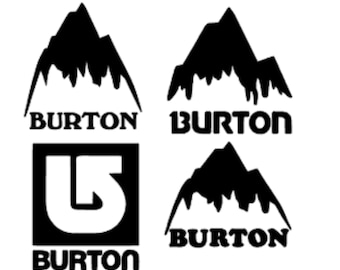 Burton 4" Decals Replica , choose color: 4-pack matte vinyl, snowboards, ski, helmets Snowboards  Mountain Car Truck, Laptop Vinyl Decal