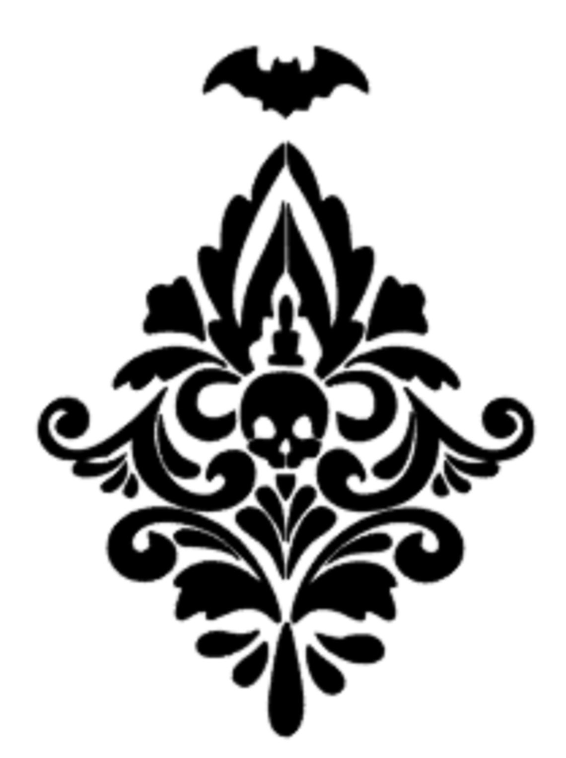 Damask Pattern Decals, Damask Wall Decals, Damask Scull, Decorative