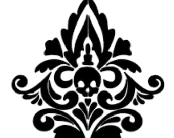 Calcomanías de patrón de damasco, calcomanías de pared de damasco, scull de damasco, calcomanías decorativas para el hogar, pegatinas de damasco