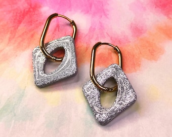 ZIYA II - Handmade Glitter Polymer Clay Interchangeable Hoop Earrings