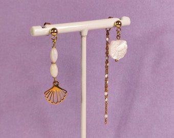 ARIEL - Mother-of-pearl dangling earrings, shell earrings