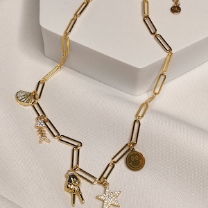 NAOMI Customizable charm necklace, gold multi charm necklace image 3