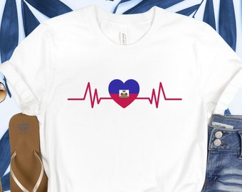 Haiti Heartbeat Flag Shirt Gift For Him, Haiti Flag Gift, Haitian Heartbeat Flag, Haiti Tshirt, Haiti Pride Shirt, Heartbeat Haiti Shirt