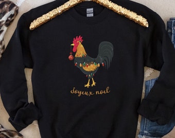 Christmas Rooster Lights  Sweatshirt, Joyeux Noel Rooster Lights Shirt, Funny Christmas Sweatshirt, Christmas Rooster Gift Shirt